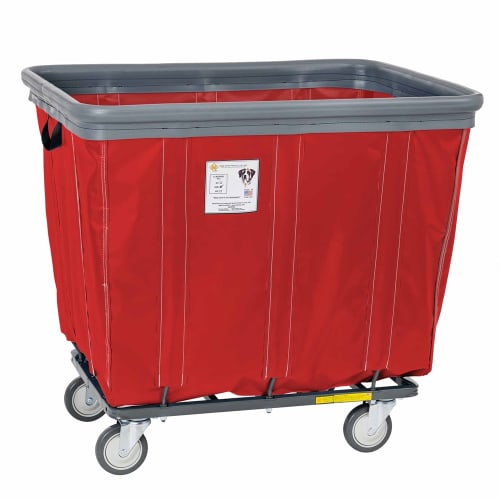 R&B Wire 10 Bushel Vinyl Basket Truck w/Sewn-In Air Cushion, All Swivel Casters, Red
